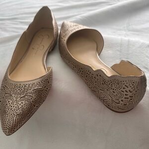 Jessica Simpson Metallic Gold Pointed Flats